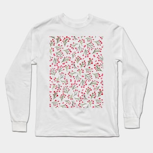 Watercolor winter flowers - red and green Long Sleeve T-Shirt